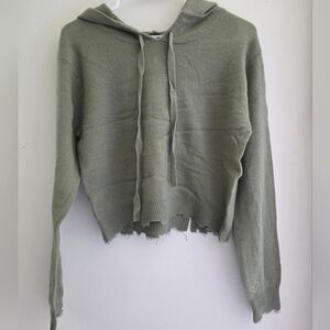 525 American Cashmere Fern Green Women's Distressed Hoodie Sz XS‎